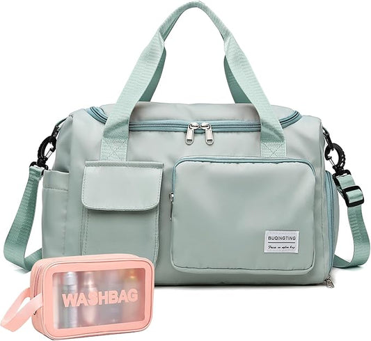 Small Gym Bag for Women, Travel Duffle Bag Carry On Weekender Bag with Shoe Compartment
