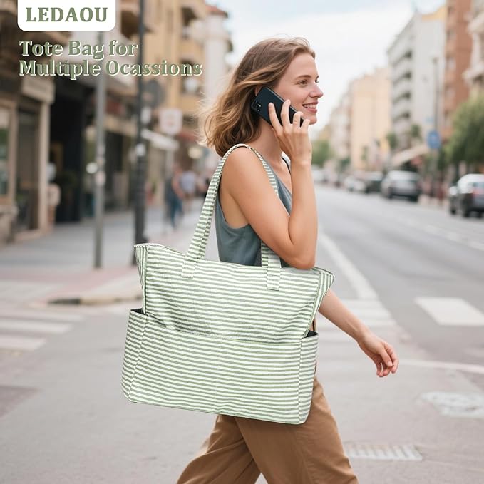 LEDAOU Large Beach Bag Women Waterproof Sandproof Zipper Beach Tote Pool Bag for Swim Gym Grocery Travel with Wet Pocket | Waterproof, Sandproof, Zipper, Pool, Gym, Grocery
