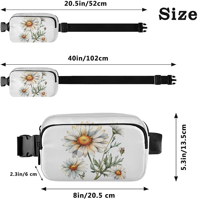 Daisy Fanny Pack for Women Men Water Resistant Fashion Waist Packs with Adjustable Strap Belt Bag for Travel Workout Jogging Hiking 21218849