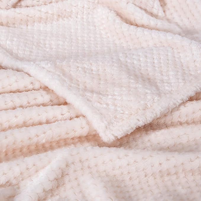 Fuzzy Throw Blanket, Plush Fleece Blankets for Adults, Toddler, Boys and Girls, Warm Soft Blankets and Throws for Bed, Couch, Sofa, Travel and Outdoor, Camping (Queen(80"x90"), XXL-Cream)