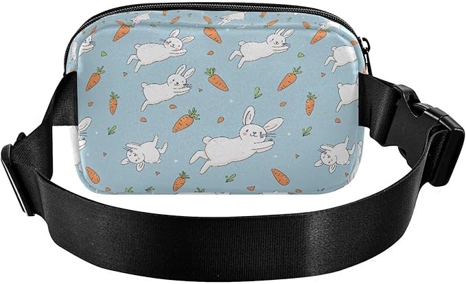 Kawaii Rabbit Carrot Fanny Pack for Women Men Water Resistant Fashion Waist Packs with Adjustable Strap Belt Bag for Travel Workout Jogging Hiking 21219126