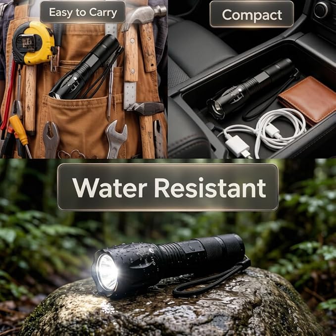 LED Flashlights 10 Pack, Bright Tactical Flashlight High Lumens with 5 Modes, Waterproof Zoomable Flash Light, Portable Torch for Camping Hiking Outdoor Home Emergency