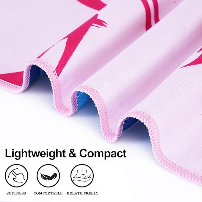 2 Packs Lightweight Thin Microfiber Beach Towel Oversized Quick Dry Compact Sandproof Clearance Towels Sand Free Camping Swimming Pool Travel Accessories Essentials Women Adults Little Turtle Flamingo