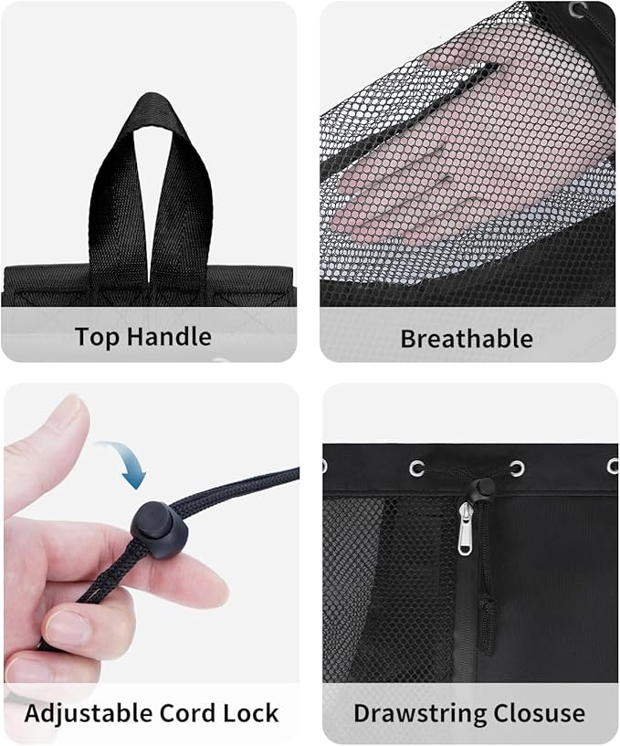 WANDF Swim Bag Mesh Drawstring Backpack with Wet Pocket for Swimming, Gym, and Workout Gear