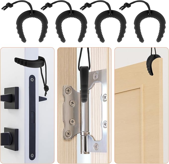 4 PCS First Responder Door Stop, Door Jam for Law Enforcement Door Pinch Guard from Closing Edge Door Finger Guards Security Emergency Police Door Stoppers Emergency Medical Services(Black)