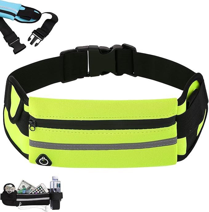 Anti-Theft Invisible Waist Bag, Anti-Theft Money Belt Multifunctional Outdoor Sports Waist Bag with Water Bottle Strap (Green)