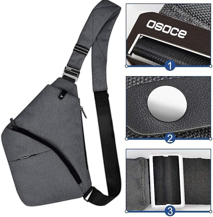 Crossbody Sling Bag, Water-Resistant Anti Theft Chest Pack, Minimalist Commuter Daypack for Travel Hiking Work