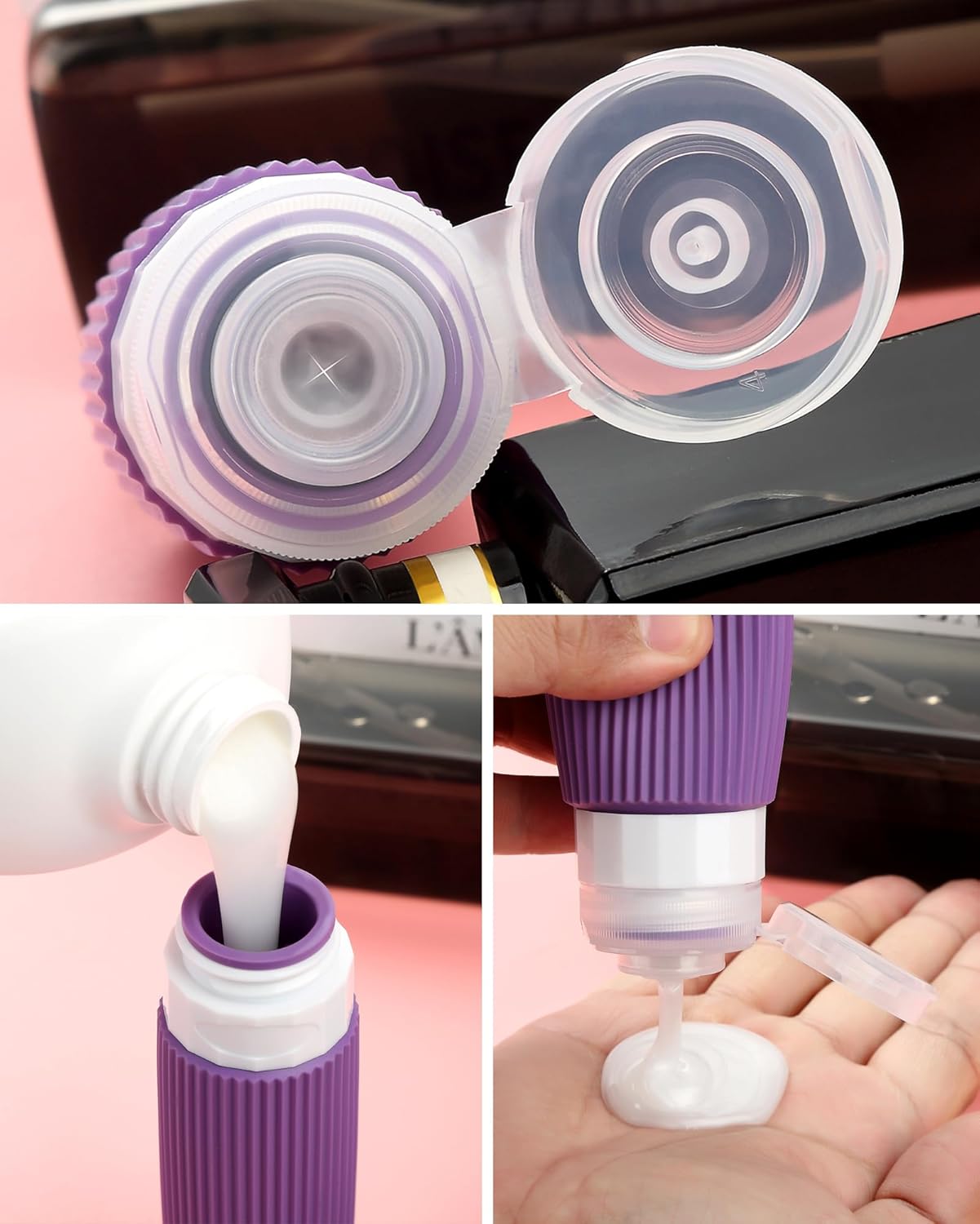 Travel Bottles for Toiletries 8 Pack, Tsa Approved Travel Size Toiletries 3 oz, Travel Containers for Toiletries, with Clear Bag, Leak Proof Silicone Squeezable Travel Essentials Creams Jars