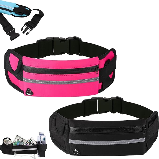 Anti-Theft Invisible Waist Bag, Anti-Theft Money Belt Multifunctional Outdoor Sports Waist Bag with Water Bottle Strap (2Pc-B)