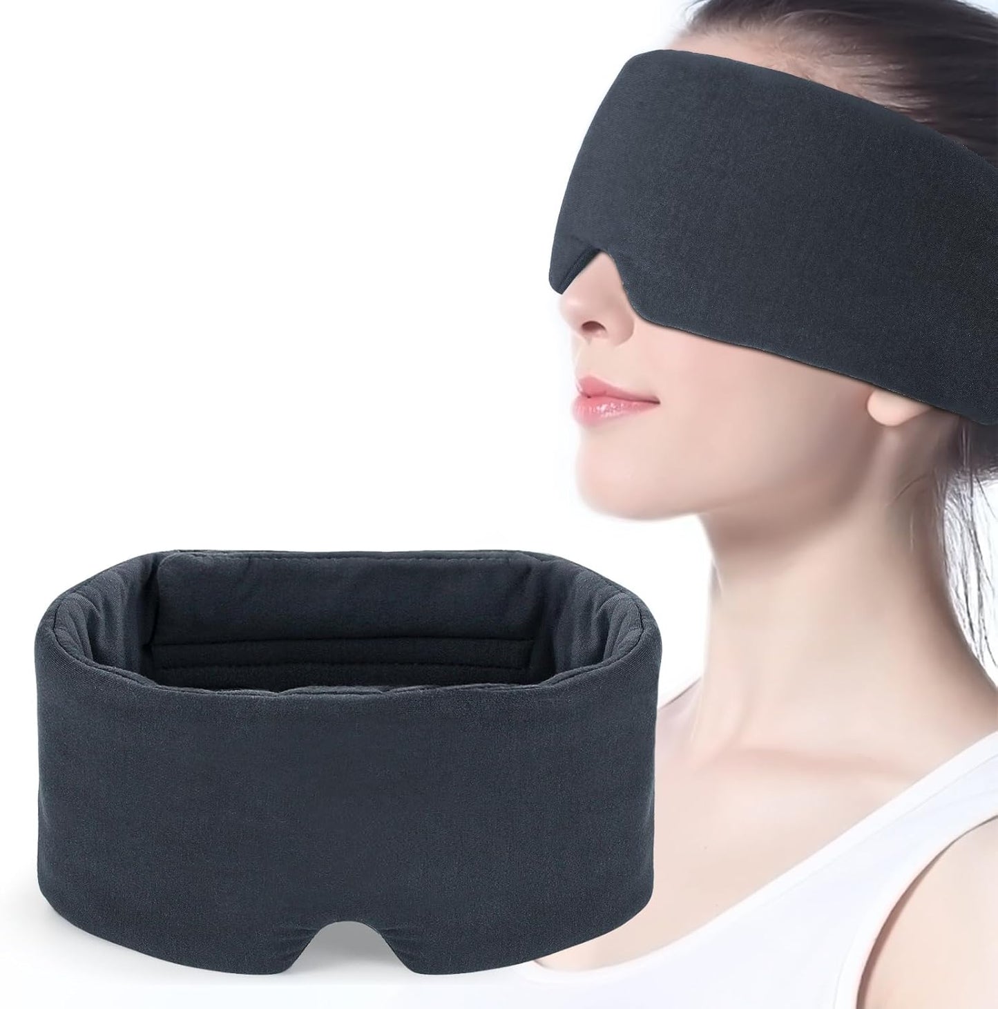 Mavogel Sleep Mask, Modal Material Eye Mask for Sleeping, Ultra Soft Skin Friendly Full Eye Covers for Women Men, Light Blocking Sleeping Mask for Travel Yoga Nap, Fully Adjustable Strap, Dark Grey