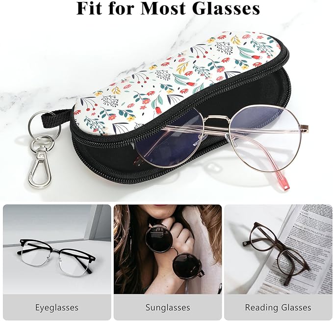 MoKo Sunglasses Soft Case Ultra Light Neoprene Zipper Eyeglass Case for Men Women