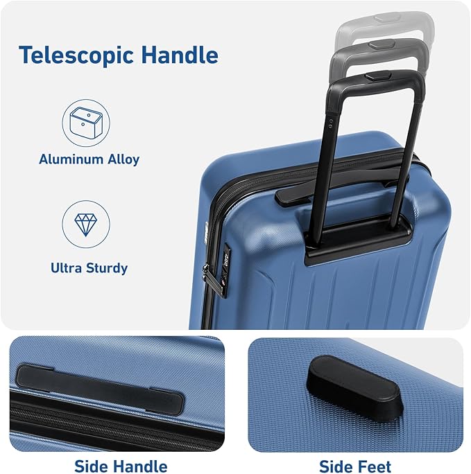 KYME Suitcase Hardshell With Double Spinner Wheels, PC+ABS TSA Lock Travel Luggage (Royalblue, 2Pcs Set(20"/24"))