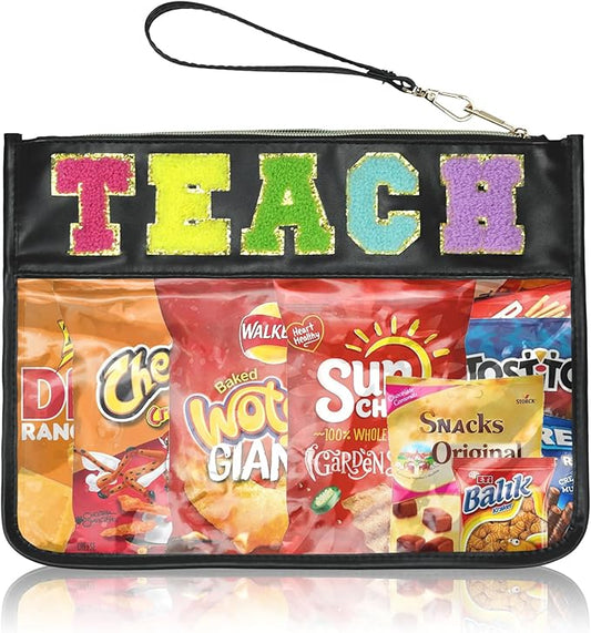 Snack Bags Clear Pouch Travel Makeup Bag Chenille Letter Bags for Zipper Pouch Clear Cosmetic Bag Clearly Tote Bag Makeup Travel Bags for Women