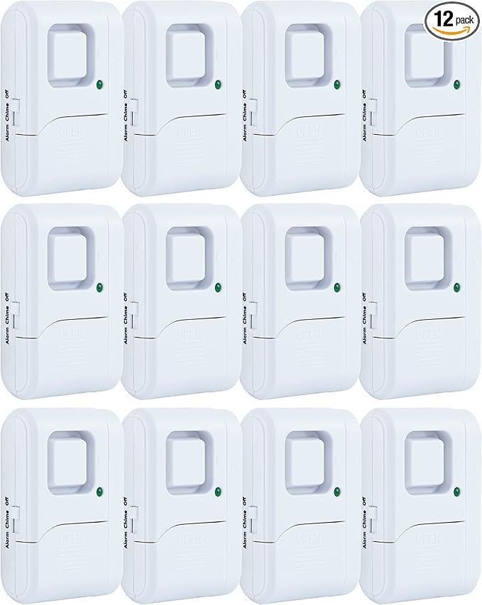 UltraPro Personal Security Window and Door Alarm, 12 Pack, DIY Protection, Burglar Alert, Wireless Chime/Alarm, Easy Installation, Home Security, Ideal for Home, Garage, Apartment, White, 45989