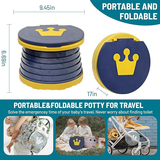portable, foldable potty seat for toddler, Training Toilet Seat Emergency Toilet for Car, Camping, Outdoor, indoor (blue, small)