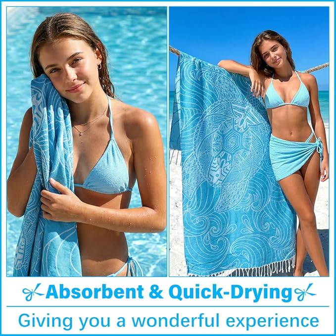Thin Turkish Beach Towel Lightweight Soft Cotton Extra Large XL Oversized Sand Free Sandproof Absorbent Quick Dry Towels Cloud Bath Pool Travel Compact Essentials Accessories for Adult Gifts