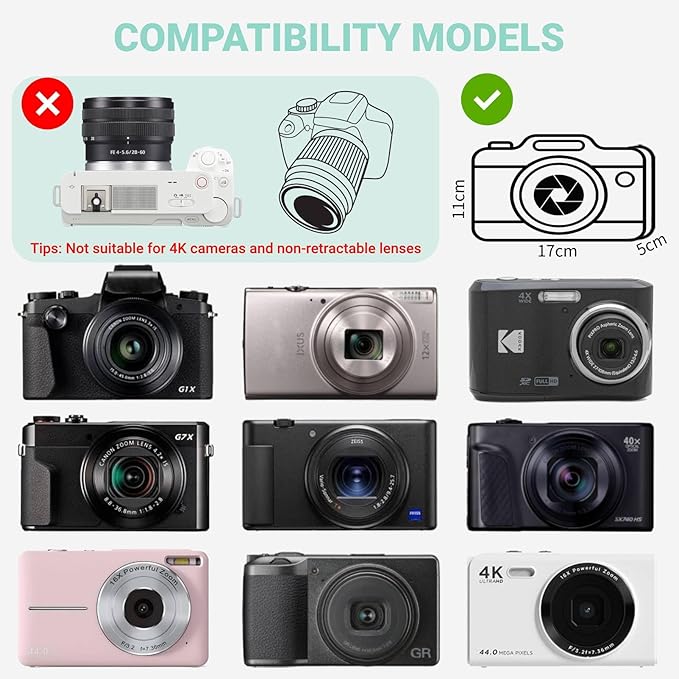 Digital Camera Case, Protective & Lightweight Camera Case with 3 Carrying Ways, Waterproof & Shockproof Small Camera Bag - Green