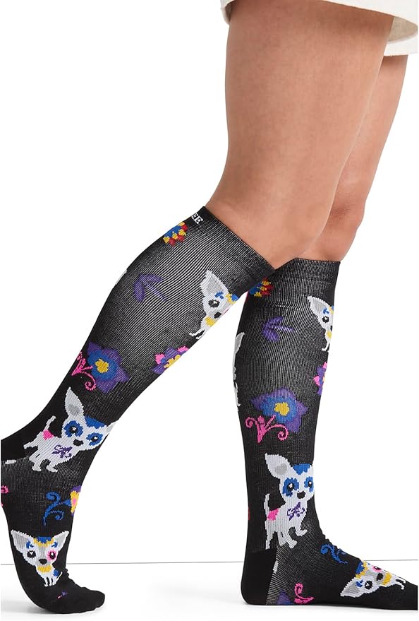 Cherokee Women's 10-15mmHg Compression Socks – Fun Print Knee Highs with Light Support, Soft Feel - PRINTSUPPORT