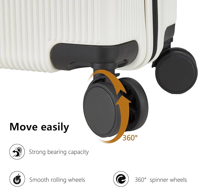 Carry On Luggage with TSA Lock, Carry on Suitcase 22x14x9 Airline Approved, Carry-on luggage with 360° Spinner Wheels, Hardside 20 Inch Lightweight Hard Shell Suitcase (White, 20-Inch)