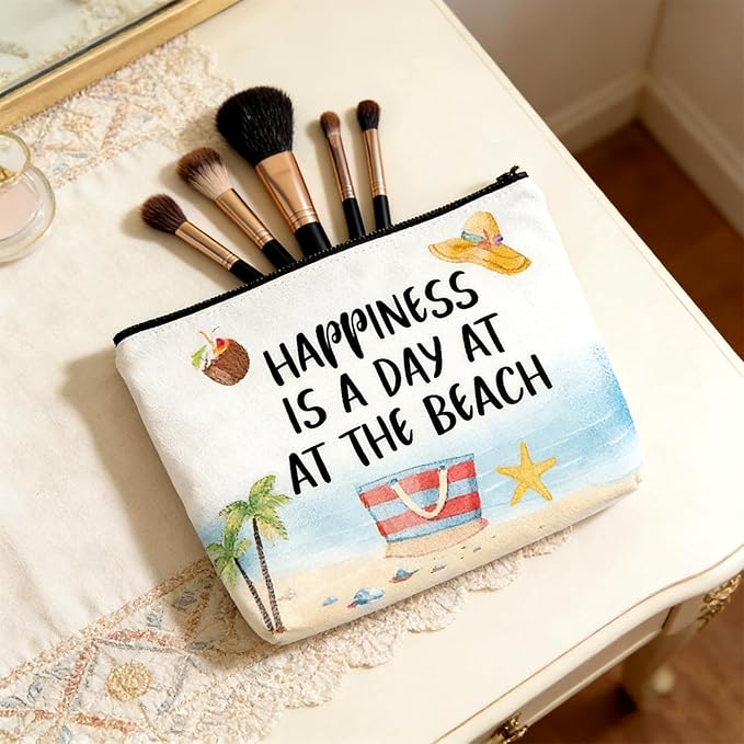 6 Pcs Beach Themed Gift for Women,Small Beachs Makeup Bag Bulk with Zippers,Beach Essentials Summer Survival Kits for Vacation,Vacation Themes Portable Cosmetic Travel Bag Pouches for Girls Friends