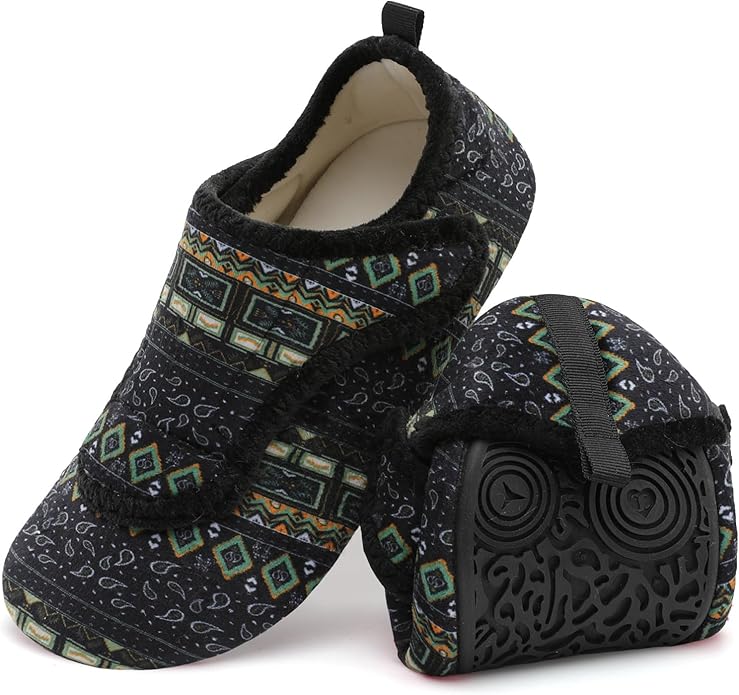 BARERUN Slippers for Women Men Wide House Diabetic Shoes for Women Men Warm Arthritis Edema Swollen Neuropathy Socks Slip on Adjustable Fuzzy Comfy Soft Womens Mens Bedroom Sliipers
