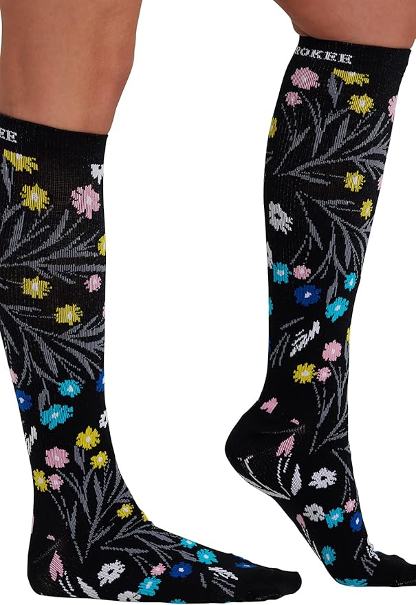 Cherokee Women's 10-15mmHg Compression Socks – Fun Print Knee Highs with Light Support, Soft Feel - PRINTSUPPORT