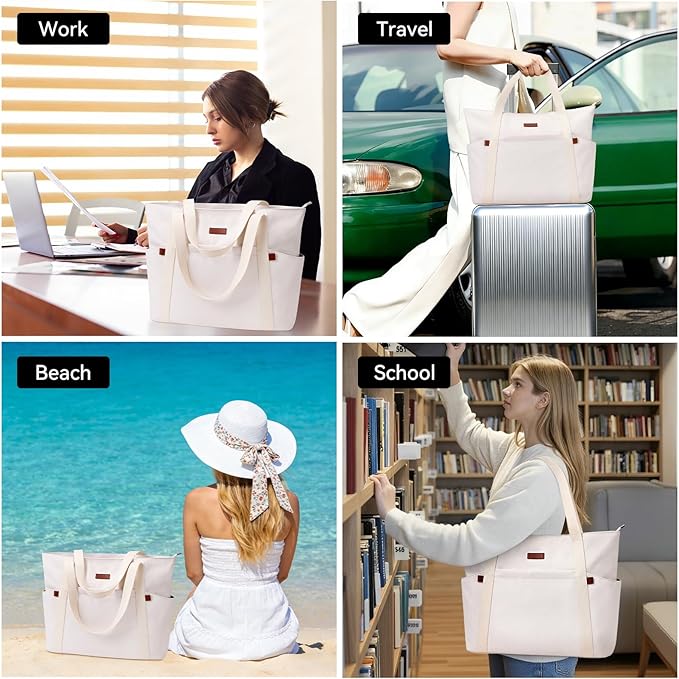 Handbags for Women Large Capacity Tote Bag with Zipper and Multi-Pockets Lightweight Waterproof Nylon Shoulder Bag