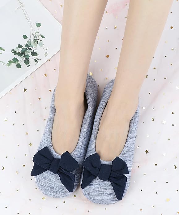DICUIRD Women's Ballerina Slippers Lightweight House Slippers with Stretchable Heel Design