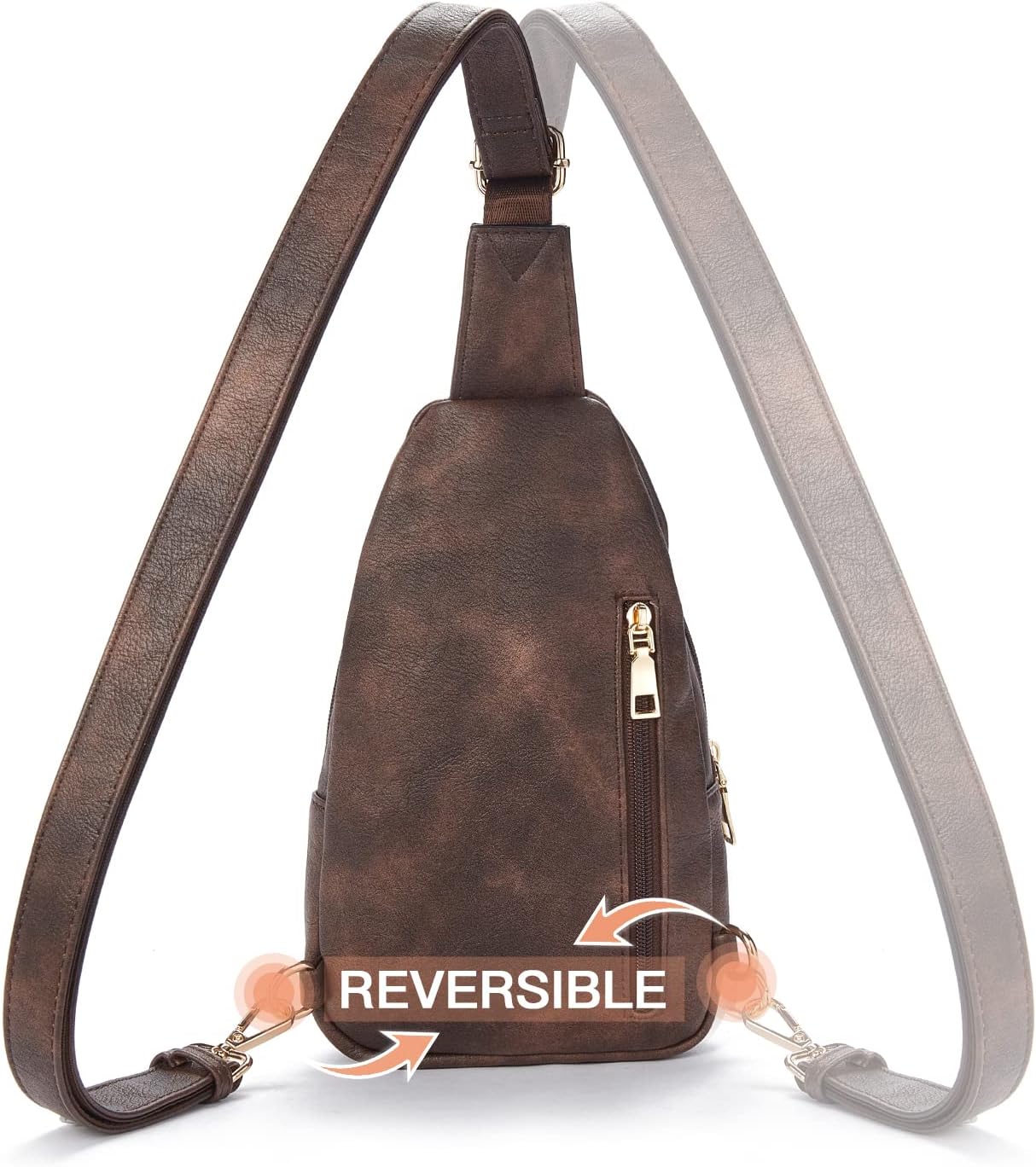 Telena Small Sling Bag for Women Leather Crossbody Fanny Packs Chest Bag for Women