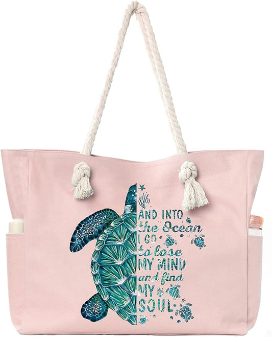 Beach Bags for Women Large Waterproof Beach Travel Tote Bags Sandproof Swim Pool Bag Canvas Zipper Big Tote