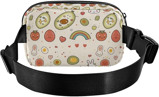 Kawaii Avocado Rabbit Rainbow Fanny Pack for Women Men Water Resistant Fashion Waist Packs with Adjustable Strap Belt Bag for Travel Workout Jogging Hiking 21219084