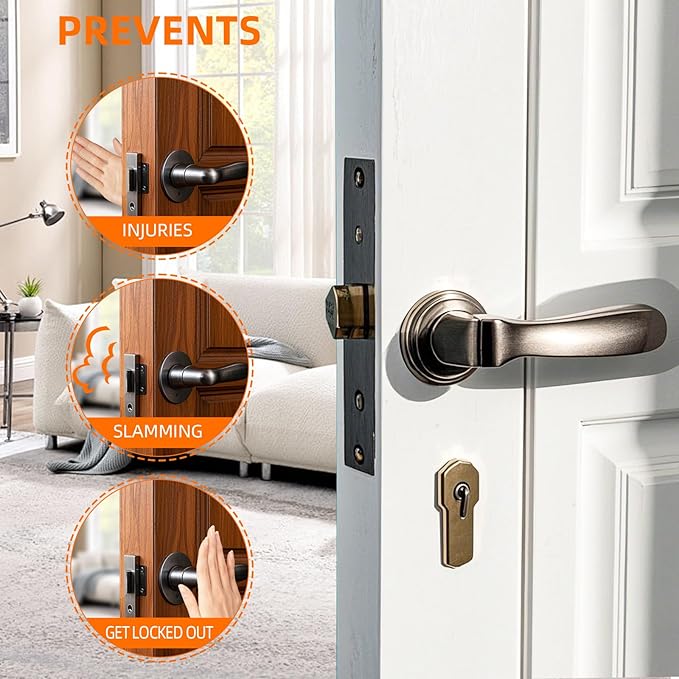 Hawsam 6 Pack First Responder Door Stops Black Door Stoppers Security Baby Proof Door Handle Stopper Door Finger Pinch Guard Door Jammer Door Stoppers for Top of Door,Law Enforcement,Police