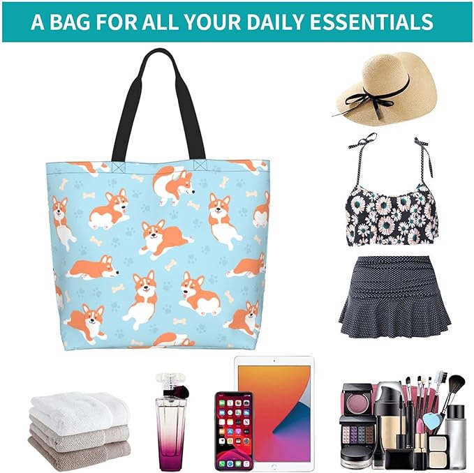 Tote Bag for Women Large Beach Bag Reusable Grocery Bags Handbag for Travel Shopping