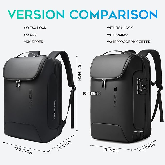 BANGE Business Backpack for Men, 17.3 Inch Laptop Compatible, Water-Resistant Travel & Work Backpack, Spacious Daypack for Office, College, and Weekend Use
