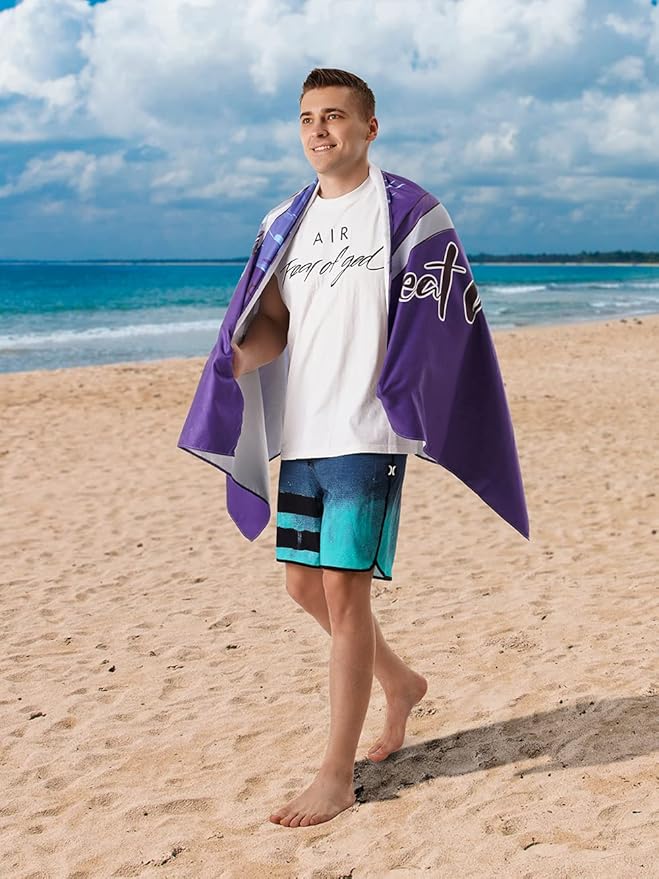 Microfiber Beach Towels: Quick Dry, Sand Free, Compact,Absorbent & Perfect for Travel - Oversized, Lightweight & Quick Drying for Adults(Shark, 1)