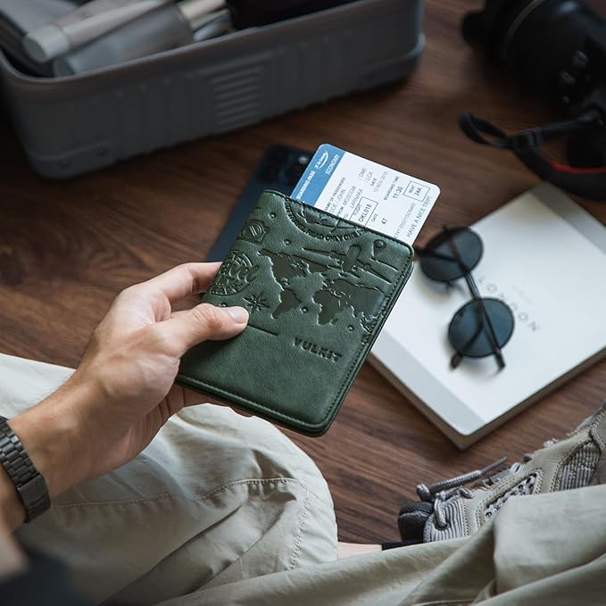 VULKIT Passport Holder Magnetic Closure RFID Blocking Travel Wallet Passport Book Cover Boarding Pass Holder Travel Essentials