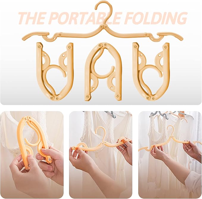 12 Pcs Travel Hangers,Portable Folding Clothes Hangers ，Clothes Drying Rack for Home and Travel （3 Color）