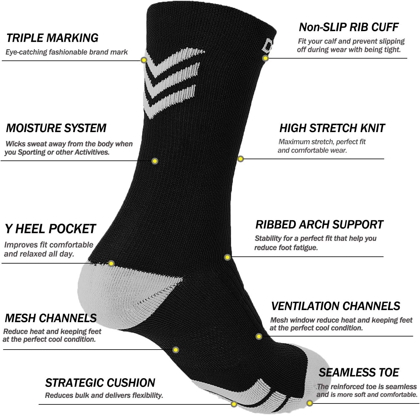 DOVAVA Dri-tech Compression Crew Socks (4/6 Pairs), Comfort Boost Circulation
