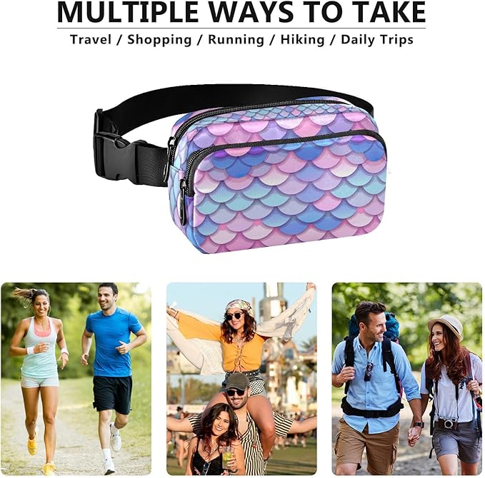 Colorful Mermaid Scale Fanny Pack for Women Men Water Resistant Fashion Waist Packs with Adjustable Strap Belt Bag for Travel Workout Jogging Hiking 21219322