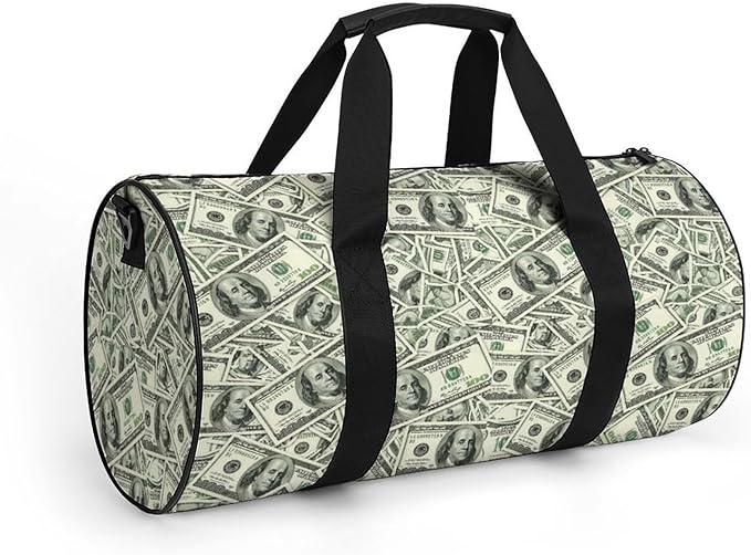 Gym Sports Duffle Bag Money American Bill Dollar Weekender Carry on Beach Yoga Overnight Luggage Bag Travel Training Workout Bags