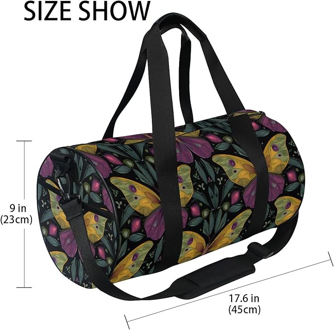 MNSRUU Sports Duffel Bags, Butterfly Leaf Pattern Athletic Gym Bag Overnight Workout Travel Tote Luggage for Men Women Yoga