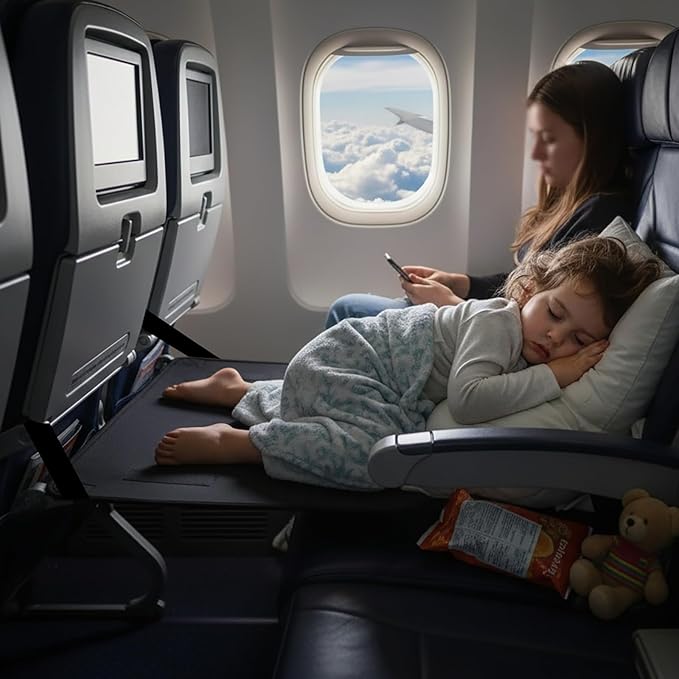 Toddler Airplane Bed | Kids Airplane seat Extender | Easy to Install for ariplane, Train, Cars | Kids Airplane Travel Essentials | Foot Rest Cushion (Without Foot Pads)