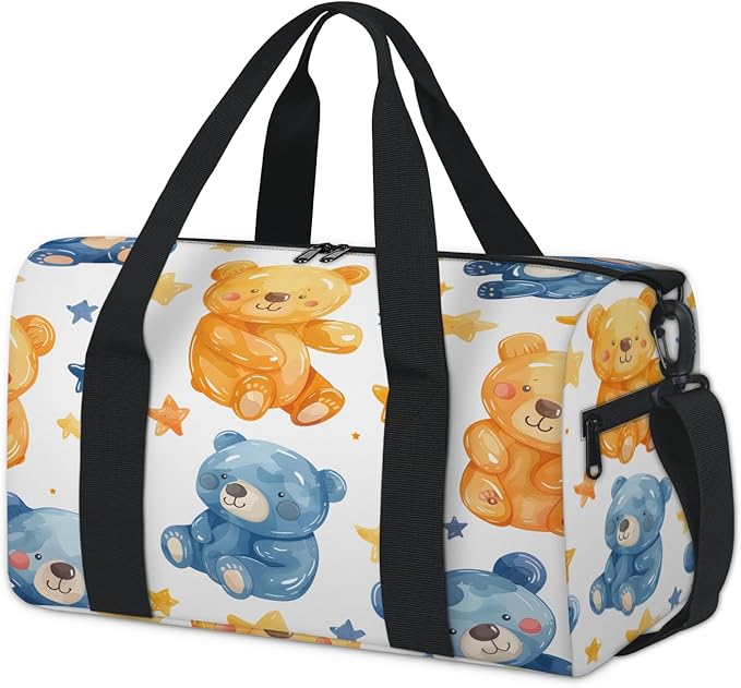Cartoon Bears Travel Duffle Bag for Women Men, Overnight Weekender Bag, Carry on Tote for Sport Gym