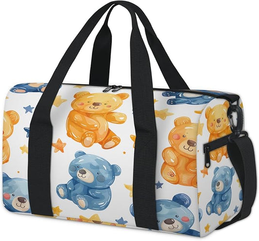 Cartoon Bears Travel Duffle Bag for Women Men, Overnight Weekender Bag, Carry on Tote for Sport Gym