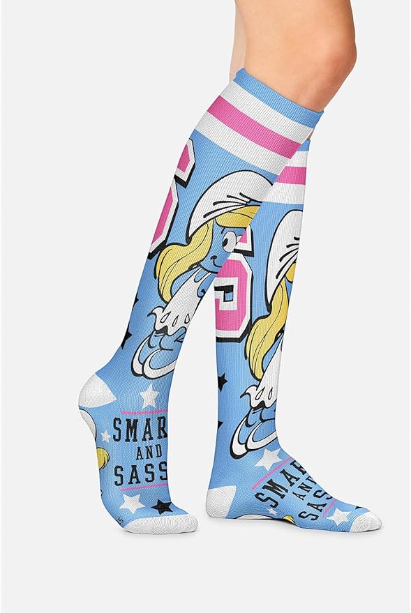 Cherokee Women's 10-15mmHg Compression Socks – Fun Print Knee Highs with Light Support, Soft Feel - PRINTSUPPORT