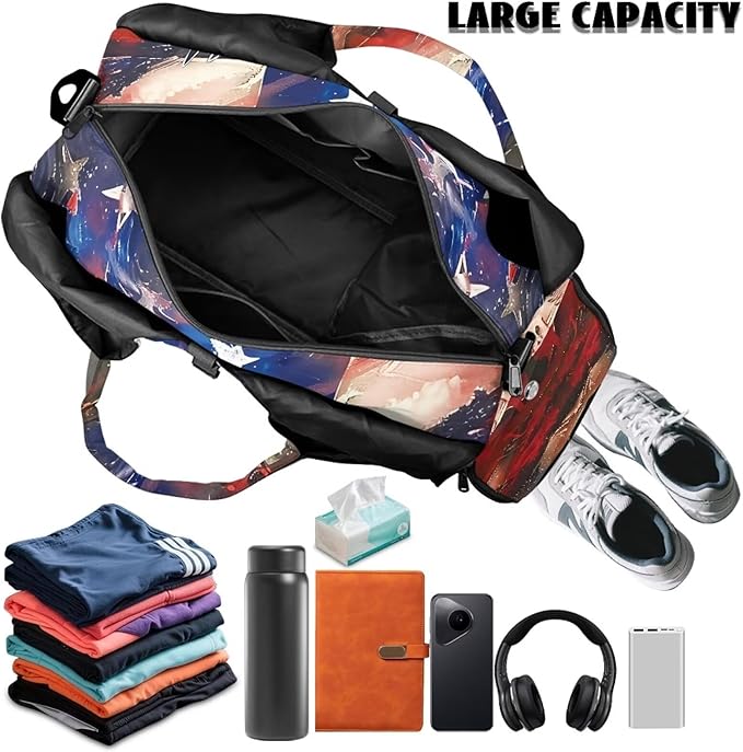 American Eagle Sports Duffle Bag Portable Lightweight Gym Bag with Shoe Compartment for Men Fitness Workout Stylish Sport Tote Bag with Zipper Pocket and Yoga Mat Holder Idea Gifts for Him