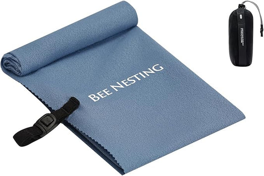 Bee Nesting Ultralight Quick Dry Towels for Backpacking, Microfiber Towel Tavel Accessories for Hiking, Beach, Gym, Swimming, Pocket Sweat Towels(M Navy Blue