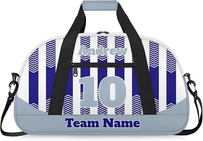 Basketball Soccer Gifts for Boys Girls - Custom Sports Duffle Bag, Personalized Name & Team Bag, Water-Resistant Gym Bag for Basketball, Soccer, Volleyball | Y-Navy Grey
