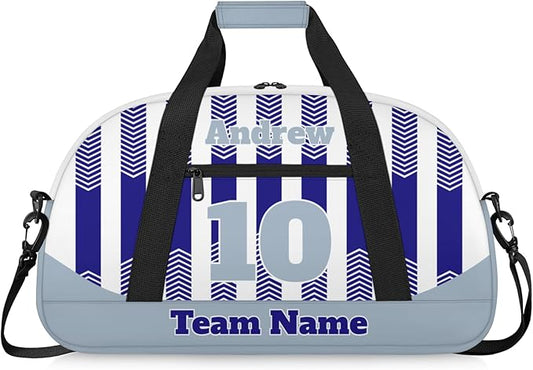 Basketball Soccer Gifts for Boys Girls - Custom Sports Duffle Bag, Personalized Name & Team Bag, Water-Resistant Gym Bag for Basketball, Soccer, Volleyball | Y-Navy Grey