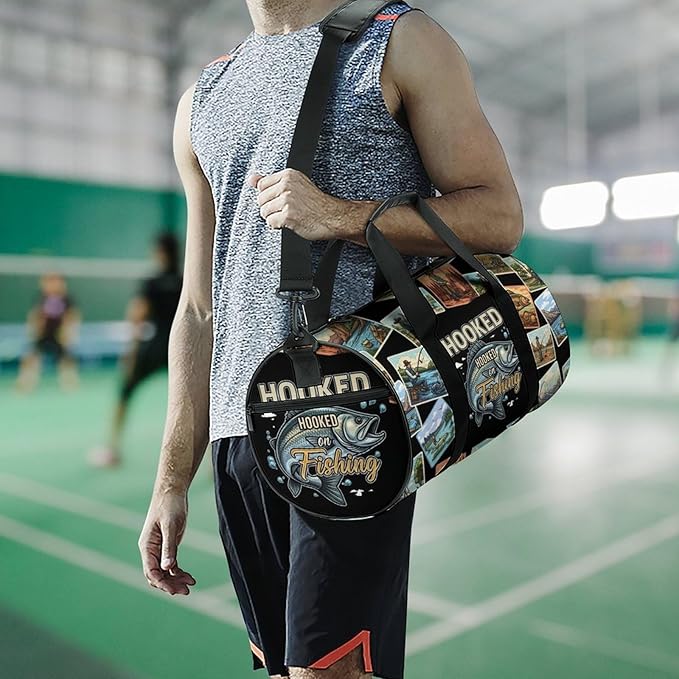 Beach Swim Bags Bass Fishing Men Women Duffle Bag Foldable Gym Bag Lightweight Travel Sports Bags for Men and Women